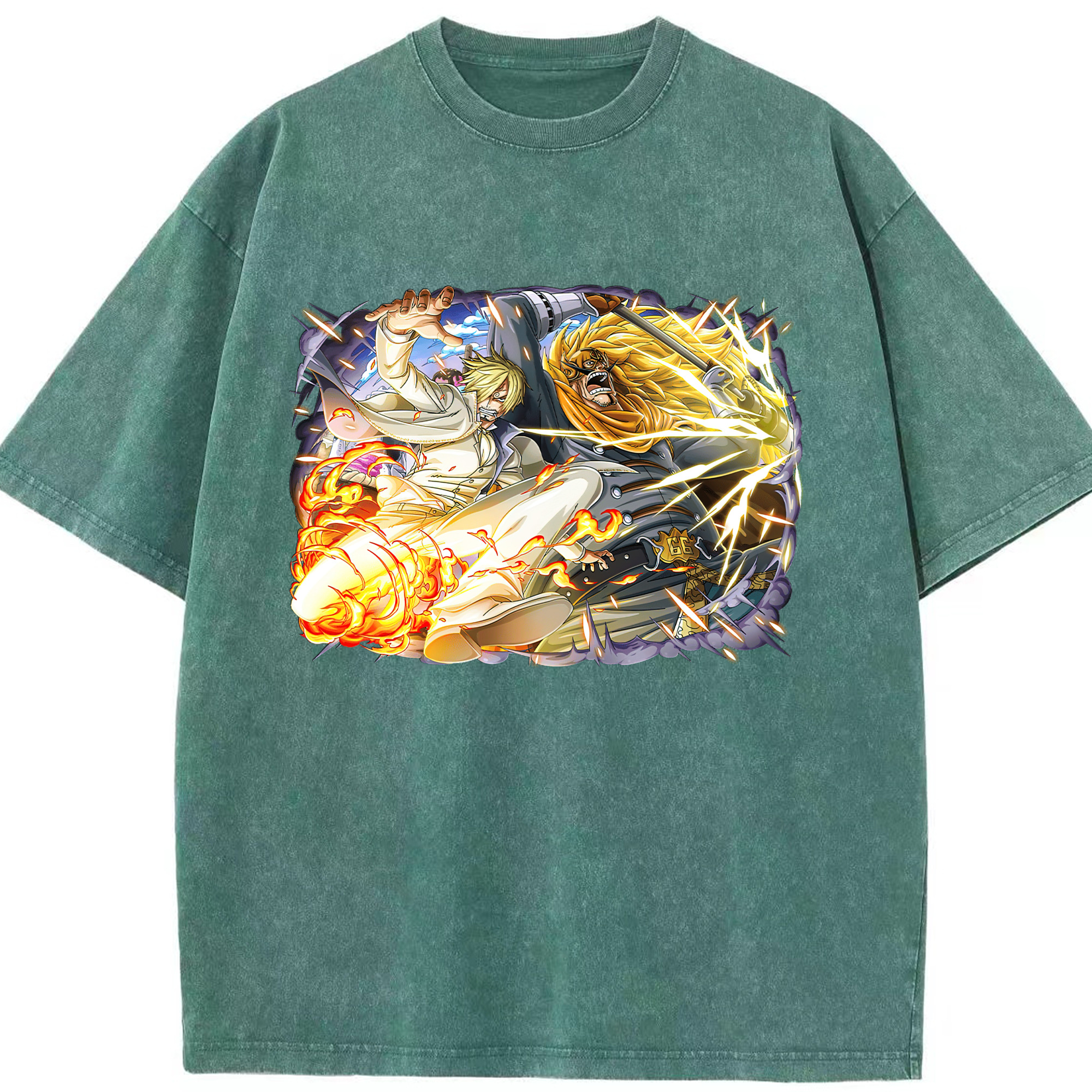 （画像用） ワンピース サンジ ONE PIECE Sanji 綿100% ヴィンテージ風 半袖Tシャツ（フロントプリント）